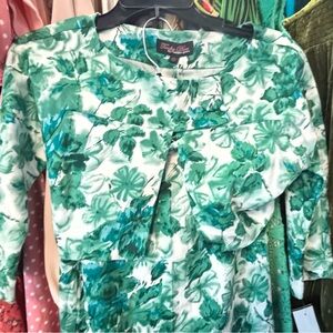 Trashy Diva Crop Bolero Jacket & Skirt with slit Floral Green Size XS